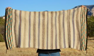 Vintage Navajo Indian Striped Double Saddle Blanket Rug Handspun Vegetal Dyes