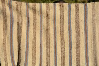 Vintage Navajo Indian Striped Double Saddle Blanket Rug Handspun Vegetal Dyes 3