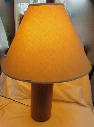 Mid Century Solid Oak Wood Table Lamp Danish Style 15 "