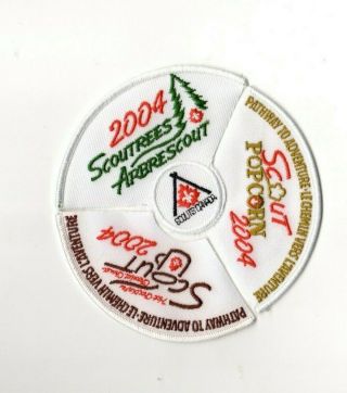 Scouts Canada 2004 Scoutrees Popcorn And Hot Chocolate Matching Circle Badge Set