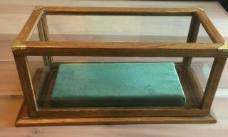 Vintage / Antique Oak Wood Glass Top Counter Table Display Case