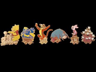Disney Wdw Cast Lanyard Series - Winnie Pooh Gold Train Complete Set Of 6 Pins