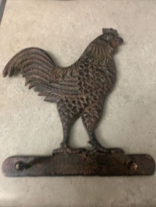 Rooster Chicken Cast Iron Country Farm Hook Hanger 7 " L