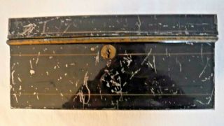 Antique Vintage Metal Black Strong Box
