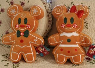 Disney Parks Minnie & Mickey Mouse Scented Plush Gingerbread Holiday Set Nwt