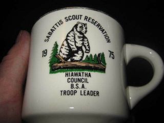Vintage Boy Scouts Bsa Coffee Cup Mug Sabattis Scout Reservation Hiawatha 1975