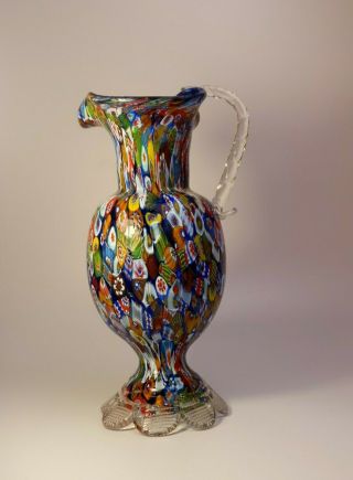 Vintage 1960s Fratelli Toso Millefiori Murano Glass Jug Pitcher Vase Collectable