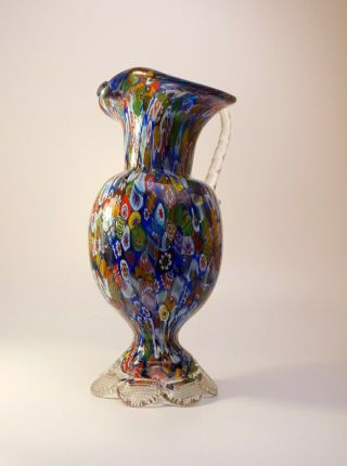 Vintage 1960s Fratelli Toso Millefiori Murano Glass Jug Pitcher Vase Collectable 2