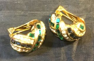 Vintage Christian Dior Rhinestone Dome Clip Earrings 2