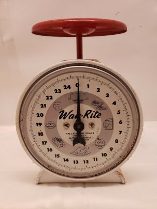 Vintage Kitchen Scale By Way - Rite Hanson Scale Co.  Chicago Red And White