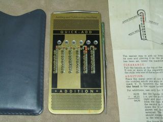 Vintage Quick - Add Adding And Subtracting Machine Handheld West Germany Case