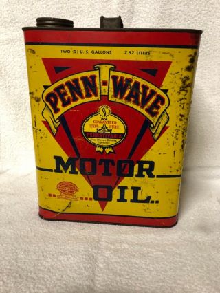 Vintage Penn - Wave Motor Oil 2 Gallon Metal Oil Can