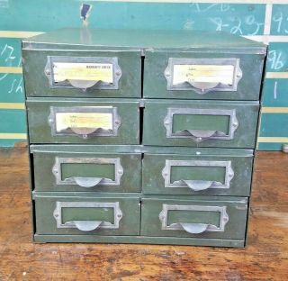 Vintage 50s Industrial Metal Parts 8 Drawer Cabinet Box Drawer Steampunk