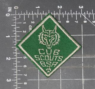 Vintage Cub Scouts Bsa Patch Green Wolf Rank Badge Boy Scouts Of America B.  S.  A.