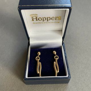 Vintage 9ct Gold Drop Dangle Earrings Boxed 2.  3g Hallmarked