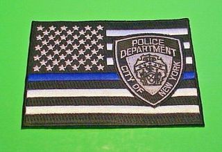 York City Ny (thin Blue Line) Flag Police Patch 3 " X 4 "