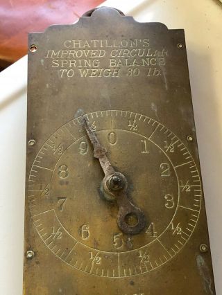 Vintage Chatillon’s Brass Milk Scale 30 Lbs Farmhouse Chic Advertising