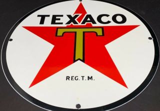 Vintage Texaco Gasoline 12 " Porcelain Metal Advertising Sign Gas Station Oil