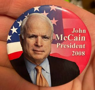 2008 John Mccain For President Republican 2 1/4 " Celluloid Button Pin