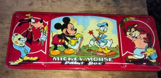 Rare Vintage - Mickey Mouse Tin Paint Box - Page Of London