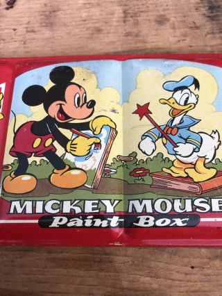 RARE VINTAGE - MICKEY MOUSE TIN PAINT BOX - PAGE OF LONDON 3