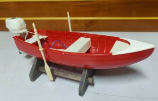 Vintage The Fleetline " Fisherman " Plastic Toy Row Boat With Toy Outboard Motor