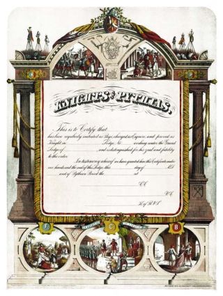 Rare 1886 Knights Of Pythias Membership Print Art Poster Ring Kp