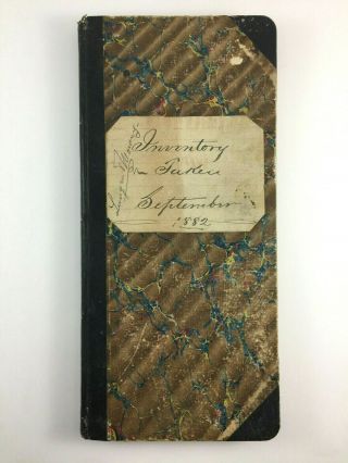 Antique Handwritten Ledger Inventory Taken Lungen And Mowry Nj 1882