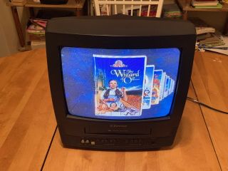 Vintage 13 " Tv Vcr Vhs Crt Combo Retro Gaming Av In Video Recorder N64