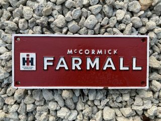 Vintage Farmall Cast Iron Metal Sign Oil Gas Pump Harvester Farm Farming Tractor