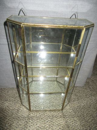 Vintage Lamas Curio Display Case Brass Framed Glass Enclosed 16 X 10 X 4