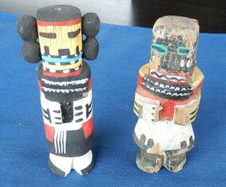 Set Of 2 Vintage Hopi Maiden Kachina By Emil,  George Pooley 4 5/8 " Tall