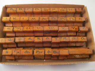 Vintage Wood And Rubber Stamp Set Alphabet Numbers Numerals Symbols