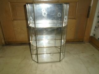Vintage Glass And Brass Etched Curio Table Top Display Cabinet Case - 15” 1/2