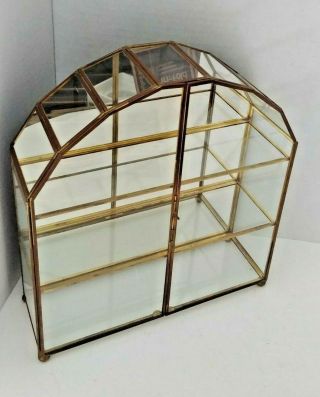 Vtg Franklin Brass Glass Mirror Back Small Curio Wall Cabinet Display Case