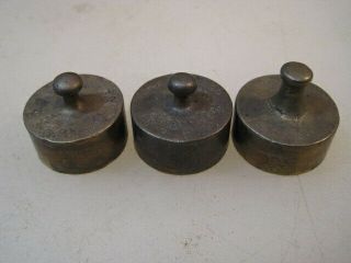 (3) Vintage 100 Grams Brass Scale Weights B3429