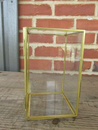 Small Vintage Glass & Brass Table Top Display Case For Miniatures