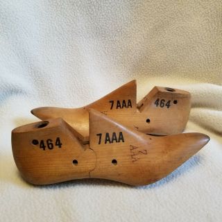 Vintage Pair Krentler Shoe Lasts United Last Co.  Wood & Metal Form Size 7aaa