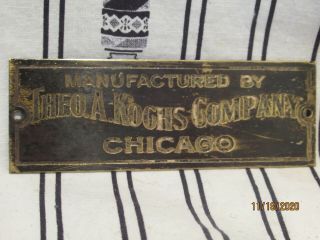 Large Theo Kochs Chicago Brass Nameplate Back Bar Shine Stand Cabinet 2