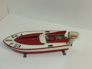 Vintage Battery Operated Wooden Toy Speed Boat Made In Japan