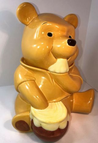 Vintage Disney Cookie Jar Winnie The Pooh Honey Pot Yellow Sweater Honey Hand