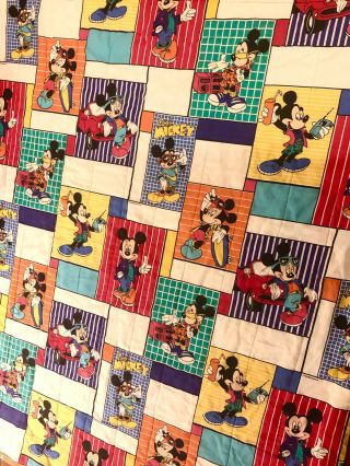 Vintage DISNEY Mickey Mouse TWIN SIZE Comforter Donald Duck Goofy Minnie 69x85 