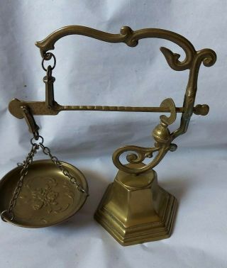 Vintage Brass Engraving Plate Balance Scale 1 Pan Justice Lawyer Office Decor
