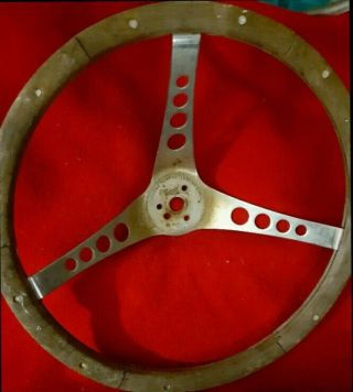 Vintage Superior Wood & Chrome Steering Wheel Hot Rod