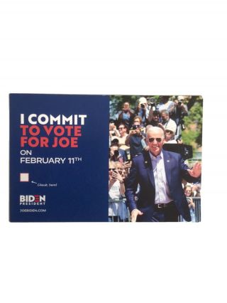 Official Joe Biden Postcard From Hampshire Primary Campaign 2020.