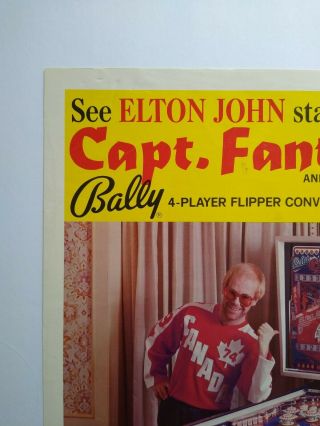 Elton John Capt Fantastic Pinball FLYER Bally 1976 Pop Rock Icon Art 3