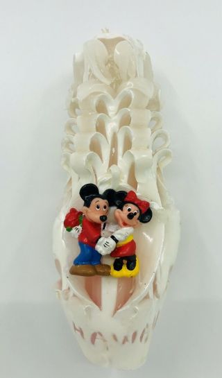 Vintage Rare 1970’s Disney Mickey & Minnie Hawaii Candle Ornate Etched