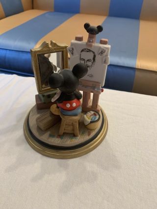 Walt Disney Mickey Mouse Self Portrait Ceramic Figurine With Box.