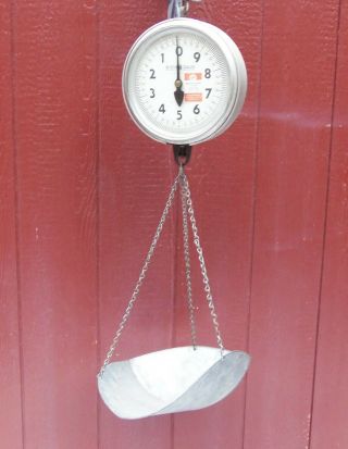 Vintage Detecto Hanging Glass Face 30lb X 1oz Scale W/ Scoop Pan Series 31 S