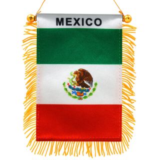 Anley 4 X 6 Inch Mexico Window Hanging Flag - Fringed Mexican Mini Banner